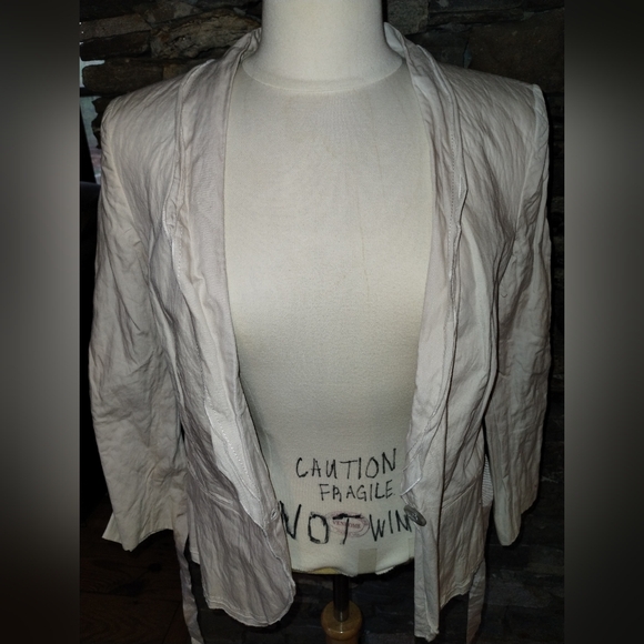 Loft NWT Elegant Cream Women's Belted Jacket 92% Cotton - Picture 5 of 8